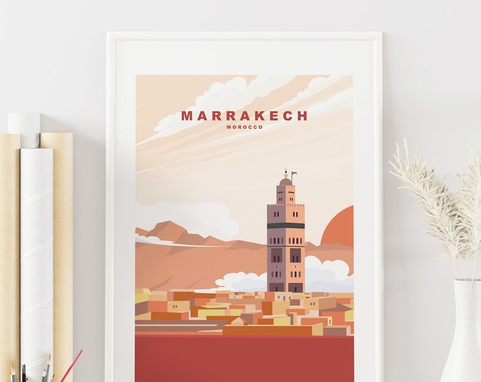 Marrakech Travel Poster - Morocco - Abstract Travel Poster - Minimalist Travel Poster - Marrakech Poster - Marrakech Travel Print - Vintage