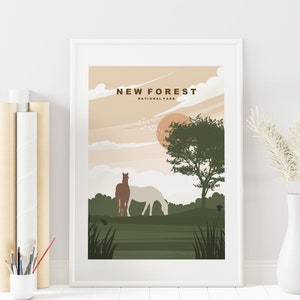 New Forest Print - Reise Poster - New Forest Nationalpark - Großbritannien - England - Reise Poster - Kunstdruck - Reise Print - Wandkunst - Hampshire