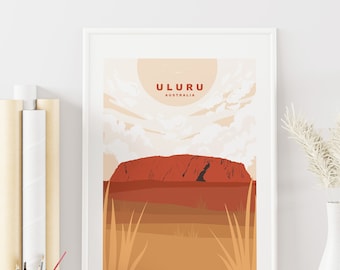 Uluru Print - Travel Poster - Australia - Abstract Travel Poster - Minimalist Travel Poster - Ayres Rock - Uluru - Australia Travel Poster