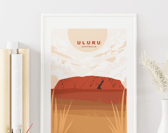 Uluru Print - Travel Poster - Australia - Abstract Travel Poster - Minimalist Travel Poster - Ayres Rock - Uluru - Australia Travel Poster