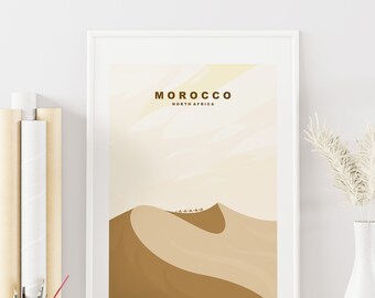 Morocco Travel Poster - Desert Print - Abstract Travel Poster - Minimalist Travel Print - Morocco Travel Poster - Gift - Print