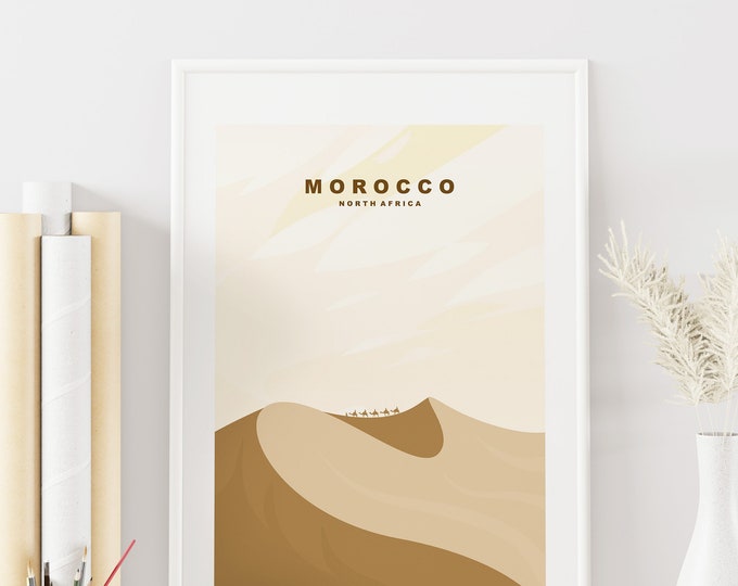 Morocco Travel Poster - Desert Print - Abstract Travel Poster - Minimalist Travel Print - Morocco Travel Poster - Gift - Print