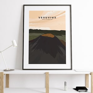 Vesuvius Print - Travel Poster - Abstract Mountain Travel Poster - Mount Vesuvius Travel Poster - Italy - Naples - Vesuvius Print - Retro