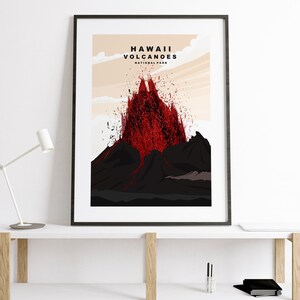 Hawaii Volcanoes Print -  National Park Travel Poster - US National Parks Travel Poster - Hawaii Minimalist Travel Poster - USA - Print