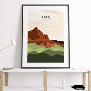 Zion National Park Travel Poster - Zion National Park - US National Parks Travel Poster - Zion Minimalist Travel Poster - USA - Print