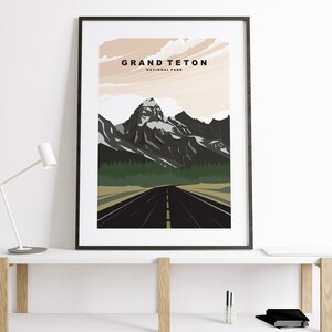 Grand Teton Print - Travel Poster - US National Parks Travel Poster - Grand Teton Minimalist Travel Poster - USA - Grand Teton - Gift - Art