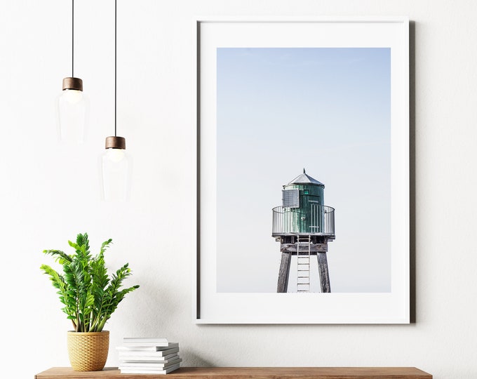 Lighthouse Print - Blue Coastal Wall Art Print - Coastal Photography Print - Poster - Wall Art - Coastal Home Decor - Art Print - Green