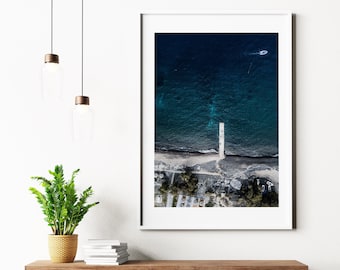 Coastal Photography Print - Santorini Photography Print - Pier - Coastal Decor - Coastal Wall Art - Coastal Print - Poster - Print - Sea