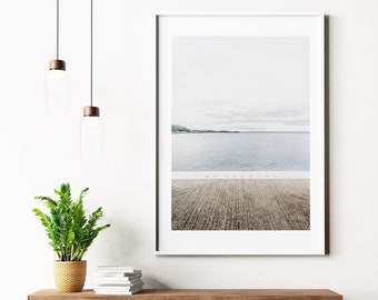 Coastal Print - Coastal Home Decor - Megavissey - Cornwall Photography Print - Neutral - Minimalist Print - White Wall Art - Coastal Decor