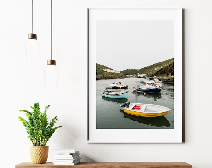 Boscastle Photography Print - Rugged Landscape - Neutral Tones - Coastal Wall Art - Minimalist - Contemporary - Fishing - Bathroom - Office