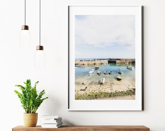Fishing Harbour Print - Mousehole Cornwall - Coastal Home Decor - Coastal Photography Print - Poster - Wall Art - Coastal Art Print - Boats