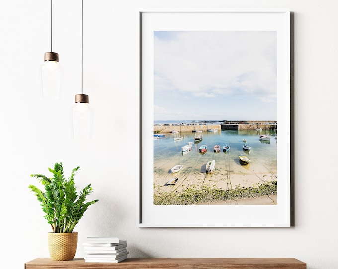 Fishing Harbour Print - Mousehole Cornwall - Coastal Home Decor - Coastal Photography Print - Poster - Wall Art - Coastal Art Print - Boats