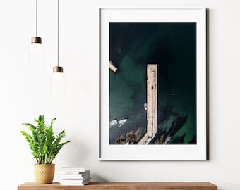 Pier Print - Coastal Photography Print - Pier Seascape - Cornwall - Megavissey - Fishing Pier Poster - Minimalist Coastal Wall Art - Photo