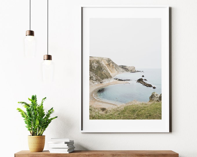 Contemporary Coastal Print - Jurassic Coast - Dorset - Coastal Decor - Neutral Photography Print - Bathroom Wall Art - Photography - UK