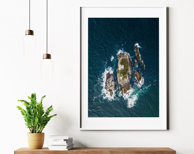 Lighthouse Print - Coastal Photography Print - Lighthouse Seascape - Cornwall - Godrevy - Lighthouse Poster - Lighthouse Wall Art - Coastal
