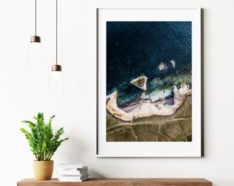 Kayaking Print - Coastal Photography Print - Isle of Wight - Sea Kayaking - Cliffs - Seascape - Harbour - Red Kayak - Photography - Fine Art