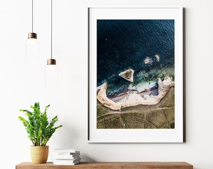 Kayaking Print - Coastal Photography Print - Isle of Wight - Sea Kayaking - Cliffs - Seascape - Harbour - Red Kayak - Photography - Fine Art