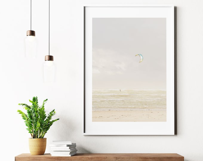 Kitesurfing Print - Coastal Photography Print - Wittering - Kite Surfing - Beach - Seascape - Gift - Wall Art - Photography - Fine Art