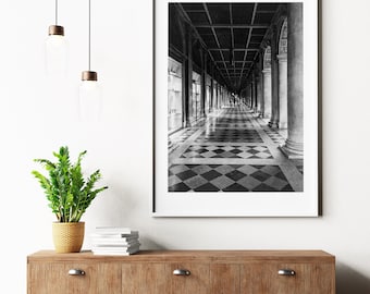 St Marks Square Black and White Print - Street Photography Print - Venice - Minimalist - Modern - Fine Art Photography - People - Monochrome