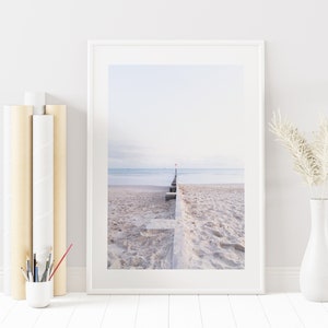 Minimalist Beach Print - Bournemouth Beach - White Wall Art - Coastal Print - Coastal Wall Art - Pastel - Soft - Calm - Fine Art Photography