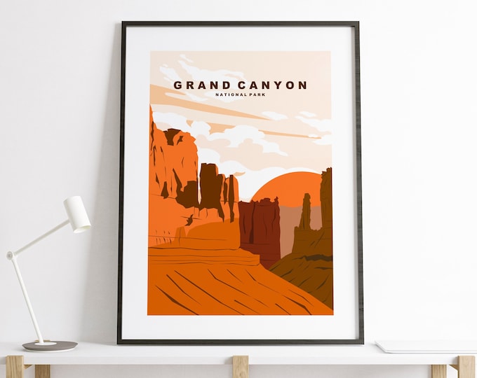 Grand Canyon Print - Travel Poster - US National Parks Travel Poster - Grand Canyon Minimalist Travel Poster - USA - National Park Print