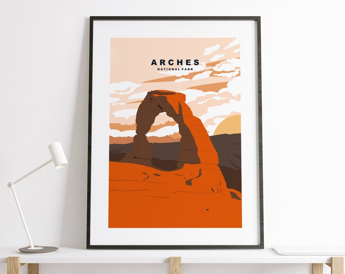 Arches Print - National Park Travel Poster - US National Parks Travel Poster - Arches Minimalist Travel Poster - USA - Arches Print - Retro