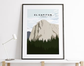 El Capitan Print - Travel Poster - Abstract Mountain Travel Poster - Yosemite Minimalist Travel Poster - USA - El Capitan Mountain - Print
