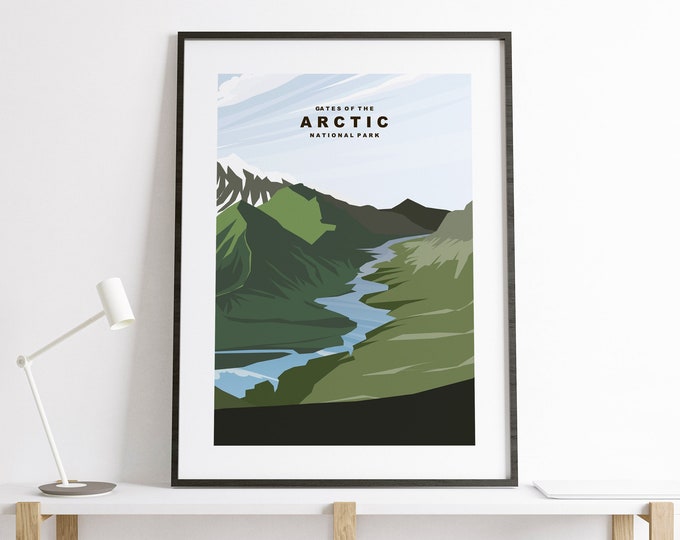 Gates of the Arctic National Park Travel Poster - US National Parks Travel Poster - Alaska Minimalist Travel Poster - USA - Print - Travel