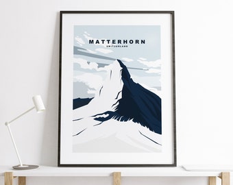 Matterhorn Print - Travel Poster - Matterhorn Mountain Travel Print - Matterhorn Minimalist Travel Poster - Switzerland - Matterhorn - Gift