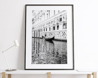 Venice Fine Art Photography Print - The Gondolier - Bridge of Sighs - Venice Black and White Photography Print - Gondola - Venice Monochrome