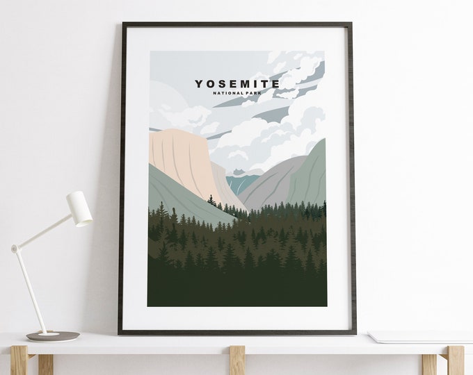 Yosemite Print - National Park Travel Poster - US National Parks Travel Poster - Yosemite Minimalist Travel Poster - USA - Yosemite - Travel