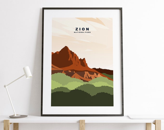 Zion National Park Travel Poster - Zion National Park - US National Parks Travel Poster - Zion Minimalist Travel Poster - USA - Print
