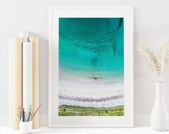Beach Aerial Photography - Marazion - Beach - Beach Photography - Blue Wall Art - Photography - Beach Art - Beach Print - Beach - Cornwall