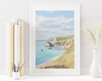 Coastal Landscape Print - Jurassic Coast - Dorset - Coastal Decor - Neutral Photography Print - Bathroom Wall Art - Photography Print - UK
