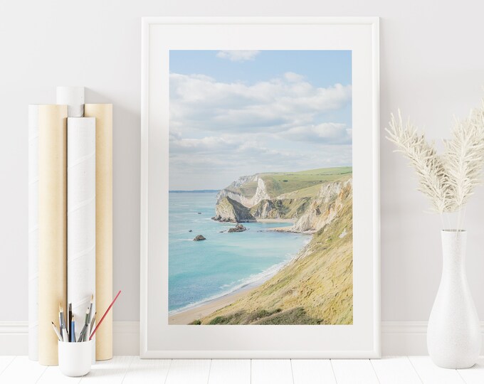 Coastal Landscape Print - Jurassic Coast - Dorset - Coastal Decor - Neutral Photography Print - Bathroom Wall Art - Photography Print - UK