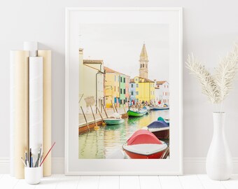 Burano Canals Print - Burano Fine Art Photography Print - Pastel - Warm - Venice Photography Print - Canal - Canals - Burano Wall Art