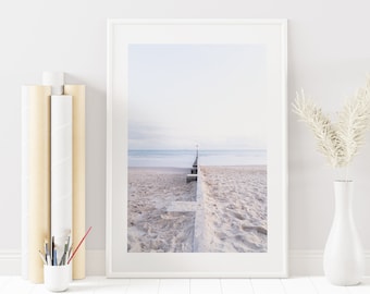 Minimalist Beach Print - Bournemouth Beach - White Wall Art - Coastal Print - Coastal Wall Art - Pastel - Soft - Calm - Fine Art Photography
