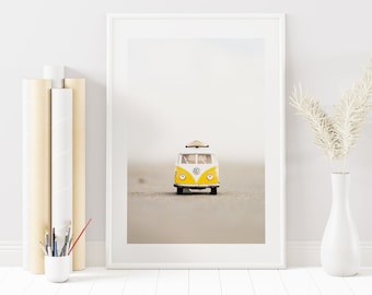 Campervan Poster - Coastal Print - Coastal Wall Art - Campervan Poster - Van Life - Gift - Wall Art - Yellow Home Decor - Yellow Wall Art
