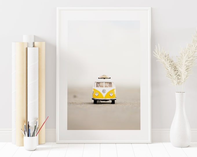 Campervan Poster - Coastal Print - Coastal Wall Art - Campervan Poster - Van Life - Gift - Wall Art - Yellow Home Decor - Yellow Wall Art