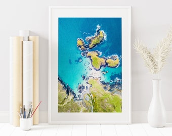 Kynance Cove - Aerial Photography - Cornwall Photogaphy - Beach - Beach Photography - Blue Wall Art - Photography - Kynance from the Sky