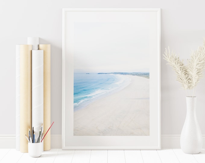 Serene Beach Photograph - Surf Poster - Coastal Decor - Zen Wall Art - Ocean Wall Art - Bathroom Wall Art - Blue - Pastel Colours - Coastal