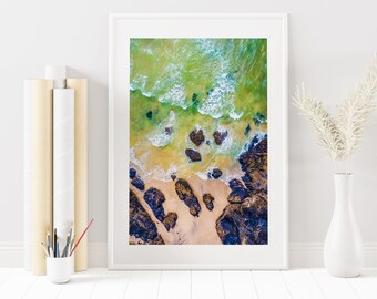 Minimalist  Beach Print - Coastal Photography Print - Coastal Decor - Cornwall Wall Art  - Beach - Rocky Beach - Neutral - Minimalist