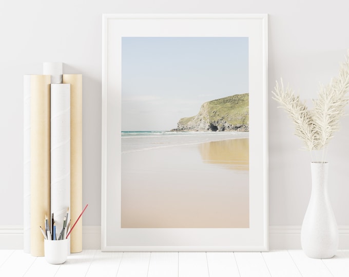 Cornwall Beach Landscape Print - Cliffs - Coastal Decor - Neutral Photography Print - Bathroom Wall Art - Photography Print - Wall Art