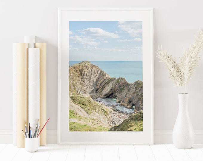 Jurassic Coast - Coastal Landscape Print - Dorset - Coastal Decor - Neutral Photography Print - Bathroom Wall Art - Photography Print - UK