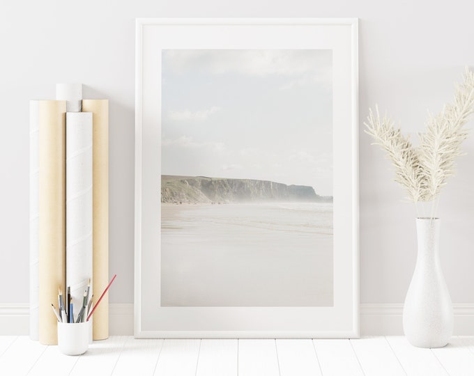 Cornwall Coastal Landscape Print - Cliffs - Coastal Decor - Neutral Photography Print - Bathroom Wall Art - Photography Print - Wall Art