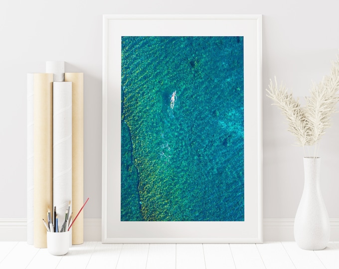 Sea Swimmer - Santorini Photography Print - Coastal Wall Art - Coastal Decor - Sea Swimming - Sea Swimmers - Gift for Sea Swimmer