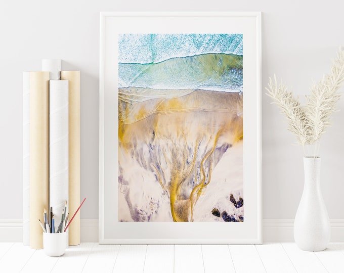 Beach Aerial Photography - St Ives - Beach - Beach Photography - Blue Wall Art - Photography - Beach Art - Beach Print - Beach - Cornwall