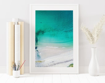 Beach Aerial Photography - Marazion - Beach - Beach Photography - Blue Wall Art - Photography - Beach Art - Beach Print - Beach - Cornwall
