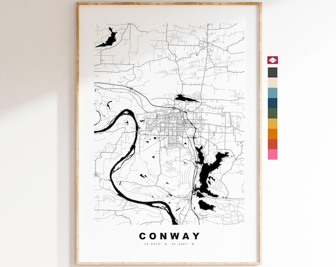 Conway Map Print - City Map Poster - Map Art - USA City Maps - Conway Print - Conway Poster - Minimalist City Map - Arkansas