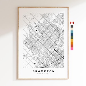 Brampton Map Print - City Map Poster - Map Art - Map Wall Art - Canada City Maps - Brampton Print - Brampton Poster - Minimalist City Map